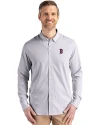  Cutter & Buck Skyline Recycled Pinstripe Mens Big & Tall Long Sleeve Button Down  Dress Shirt Elemental Grey/White Front Thumbnail Image