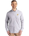  Cutter & Buck Skyline Recycled Pinstripe Mens Long Sleeve Button Down  Dress Shirt Elemental Grey/White Front Thumbnail Image