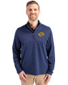 Los Angeles Rams- Cutter & Buck Virtue Recycled Micro Stripe Featherlight Pique Mens Quarter Zip Pullover Tour Blue/Black Front Thumbnail Image