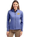Los Angeles Rams- Cutter & Buck Adapt Recycled Soft Knit Stretch Womens Heathered Full Zip Jacket Tour Blue Heather Front Thumbnail Image
