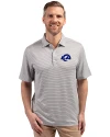 Los Angeles Rams- Cutter & Buck Forge Recycled Double Stripe Four-Way Stretch Mens Big & Tall Polo Polished/White Front Thumbnail Image