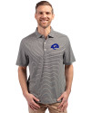 Los Angeles Rams- Cutter & Buck Forge Recycled Double Stripe Four-Way Stretch Mens Big & Tall Polo Black/White Front Thumbnail Image
