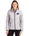 Los Angeles Rams- Cutter & Buck Rainier Recycled Insulated Puffer Womens Full Zip Jacket Polished Medium Gray Front Thumbnail Image
