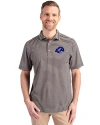 Los Angeles Rams- Cutter & Buck Virtue Recycled Stripe Featherlight Pique Mens Polo Black Front Thumbnail Image