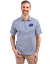 Los Angeles Rams- Cutter & Buck Virtue Recycled Stripe Featherlight Pique Mens Polo Tour Blue Front Thumbnail Image