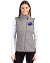 Los Angeles Rams- Cutter & Buck Mainsail Sweater-Knit Womens Full Zip Asymmetrical Vest Polished Heather Front Thumbnail Image