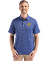 Los Angeles Rams- Cutter & Buck Forge Recycled Fine Line Stripe Four-Way Stretch Mens Polo Tour Blue/White Front Thumbnail Image