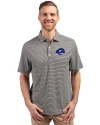 Los Angeles Rams- Cutter & Buck Forge Recycled Double Stripe Four-Way Stretch Mens Polo Black/White Front Thumbnail Image