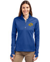 Los Angeles Rams- Cutter & Buck Traverse Recycled Smooth Stretch Womens Quarter Zip Pullover Tour Blue Front Thumbnail Image