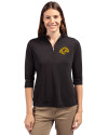 Los Angeles Rams- Cutter & Buck Virtue Recycled Featherlight Pique Womens Half Zip Hooded Pullover Black Front Thumbnail Image