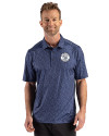 Milwaukee Brewers Mono Cutter & Buck Pike Recycled Fern Print Mens Big & Tall Polo Navy Blue Front Thumbnail Image