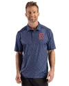 Cleveland Guardians - Cutter & Buck Pike Recycled Fern Print Mens Big & Tall Polo Navy Blue Front Thumbnail Image