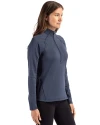 Philadelphia Eagles Americana - Cutter & Buck Peshastin Recycled GridFleece Womens Half Zip Pullover Navy Blue Heather Side Thumbnail Image
