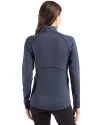 Philadelphia Eagles Americana - Cutter & Buck Peshastin Recycled GridFleece Womens Half Zip Pullover Navy Blue Heather Back Thumbnail Image