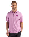 Boston Red Sox Mono Cutter & Buck Pike Recycled Lattice Print Mens Polo Gelato Fuchsia Front Thumbnail Image