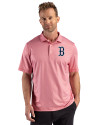 Boston Red Sox Cutter & Buck Pike Recycled Lattice Print Mens Polo Red Front Thumbnail Image