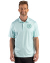 Washington Nationals Mono Cutter & Buck Pike Recycled Lattice Print Mens Polo Fresh Mint Front Thumbnail Image