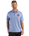 Chicago Cubs Cutter & Buck Pike Recycled Lattice Print Mens Polo Tour Blue Front Thumbnail Image