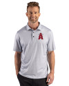 Los Angeles Angels City Connect Cutter & Buck Pike Recycled Lattice Print Mens Polo Elemental Grey Front Thumbnail Image