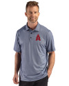 Los Angeles Angels City Connect Cutter & Buck Pike Recycled Lattice Print Mens Polo Navy Blue Front Thumbnail Image