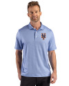 New York Mets Cutter & Buck Pike Recycled Lattice Print Mens Polo Tour Blue Front Thumbnail Image