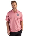 Colorado Rockies Stars & Stripes Cutter & Buck Pike Recycled Lattice Print Mens Polo Red Front Thumbnail Image