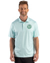 New York Mets Mono Cutter & Buck Pike Recycled Lattice Print Mens Polo Fresh Mint Front Thumbnail Image