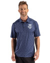 Minnesota Twins Mono Cutter & Buck Pike Recycled Fern Print Mens Polo Navy Blue Front Thumbnail Image