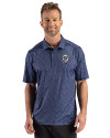Washington Nationals Mono Cutter & Buck Pike Recycled Fern Print Mens Polo Navy Blue Front Thumbnail Image