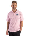 New York Yankees Stars & Stripes Cutter & Buck Pike Recycled Fern Print Mens Polo Red Front Thumbnail Image