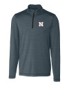 Nebraska Cornhuskers Cutter & Buck Holman Stripe Half Zip Black Heather Mannequin Thumbnail Image