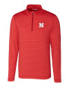 Nebraska Cornhuskers Cutter & Buck Holman Stripe Half Zip Cardinal Red Heather Mannequin Thumbnail Image