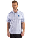 Los Angeles Dodgers Cutter & Buck Pike Recycled Fern Print Mens Polo Chelan Blue Front Thumbnail Image