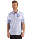 Kansas City Royals Cutter & Buck Pike Recycled Fern Print Mens Polo Chelan Blue Front Thumbnail Image