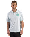 Seattle Mariners Mono Cutter & Buck Pike Recycled Fern Print Mens Polo Fresh Mint Front Thumbnail Image