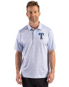 Texas Rangers Cutter & Buck Pike Recycled Fern Print Mens Polo Chelan Blue Front Thumbnail Image