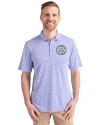 Ellsworth Cutter & Buck Virtue Recycled Botanical Print Featherlight Pique Mens  Polo Chelan Blue Front Thumbnail Image
