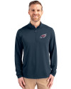 Philadelphia Eagles Americana - Cutter & Buck Virtue Recycled Featherlight Pique Mens Quarter Zip Pullover Navy Blue Front Thumbnail Image