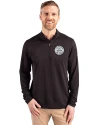 Ellsworth Cutter & Buck Virtue Recycled Featherlight Pique Mens Quarter Zip Pullover Black Front Thumbnail Image