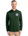 View image 13: Ellsworth Cutter & Buck Virtue Recycled Featherlight Pique Mens Quarter Zip Pullover Hunter Green Front