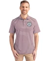 Ellsworth Cutter & Buck Virtue Recycled Stripe Featherlight Pique Mens Polo Bordeaux Front Thumbnail Image