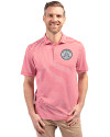 Ellsworth Cutter & Buck Virtue Recycled Stripe Featherlight Pique Mens Polo Red Front Thumbnail Image