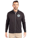 Ellsworth Cutter & Buck Adapt Recycled Soft Knit Stretch Mens Hybrid Full Zip Jacket Black Front Thumbnail Image