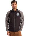 Ellsworth Cutter & Buck Adapt Recycled Soft Knit Stretch Mens Hybrid Full Zip Jacket Black Heather/Black Front Thumbnail Image
