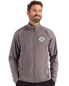Ellsworth Cutter & Buck Adapt Recycled Soft Knit Stretch Mens Hybrid Full Zip Jacket Elemental Grey Front Thumbnail Image