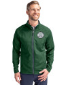Ellsworth Cutter & Buck Adapt Recycled Soft Knit Stretch Mens Hybrid Full Zip Jacket Hunter Green Front Thumbnail Image