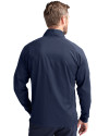 Ellsworth Cutter & Buck Adapt Recycled Soft Knit Stretch Mens Hybrid Full Zip Jacket Navy Blue Back Thumbnail Image