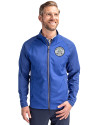 Ellsworth Cutter & Buck Adapt Recycled Soft Knit Stretch Mens Hybrid Full Zip Jacket Tour Blue Front Thumbnail Image