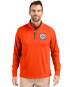 Ellsworth Cutter & Buck Adapt Recycled Soft Knit Stretch  Mens Quarter Zip Pullover College Orange Front Thumbnail Image