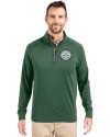 Ellsworth Cutter & Buck Adapt Recycled Soft Knit Stretch  Mens Quarter Zip Pullover Hunter Green Front Thumbnail Image